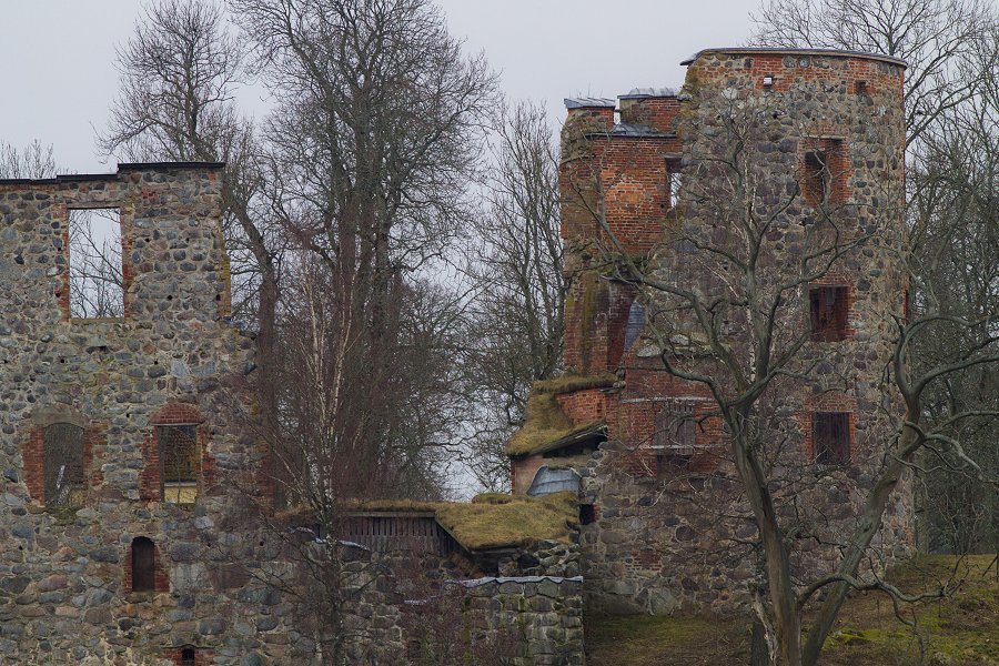 Mörby slottsruin - mars 2014 tornet trad