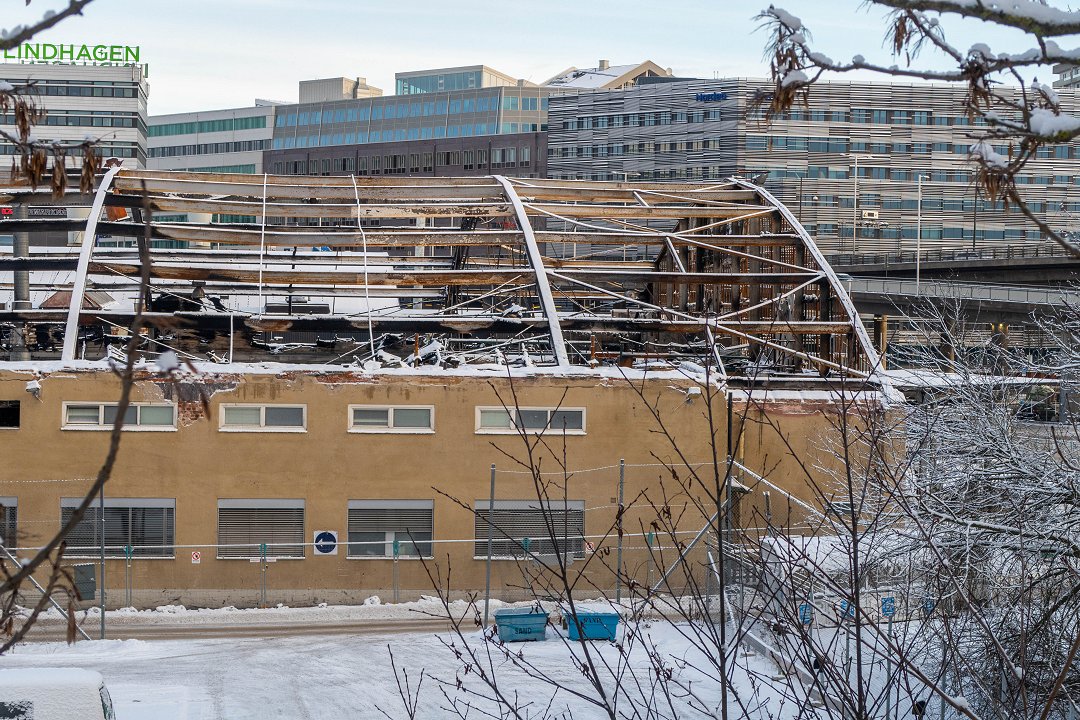Hornsbergsdepån Stockholm - januari 2019 taket saknas