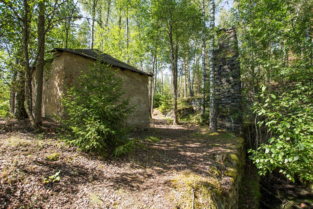 Ädelfors gruva Småland - juli 2018 svalt i skogen