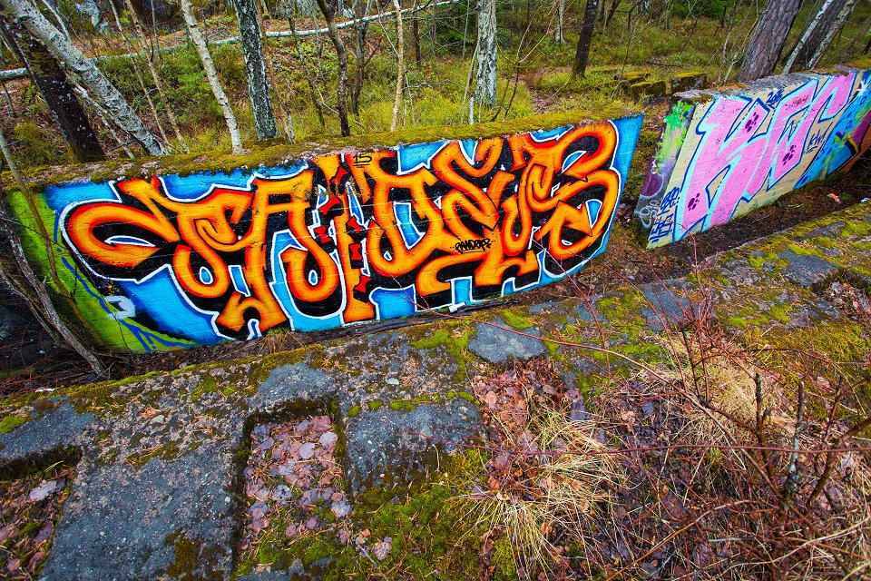 Lännafortet Skogås - april 2017 wild style graffiti